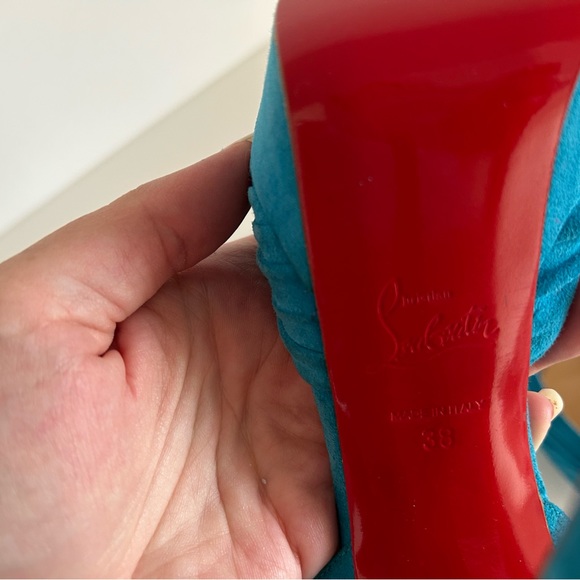 Christian Louboutin Blue Suede Greissimo platform sandals - Picture 12 of 15